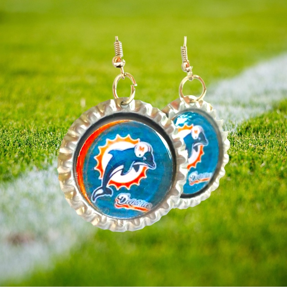 Miami DOLPHINS Football Handmade Earrings *NEW*